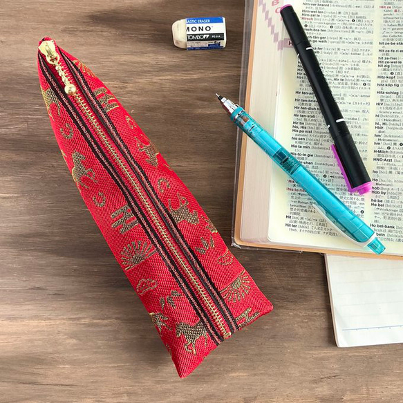 畳縁　硬幣錢包　名片夾　馬　松竹梅　日式　紅色和金色 第9張的照片