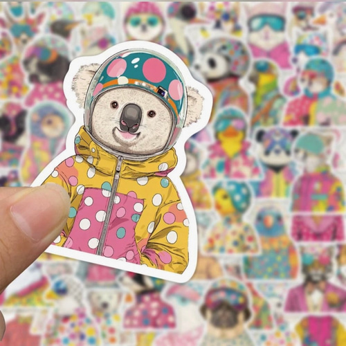 全て柄違い♪ポップでファンキーなアニマルズ・フレークシール・海外