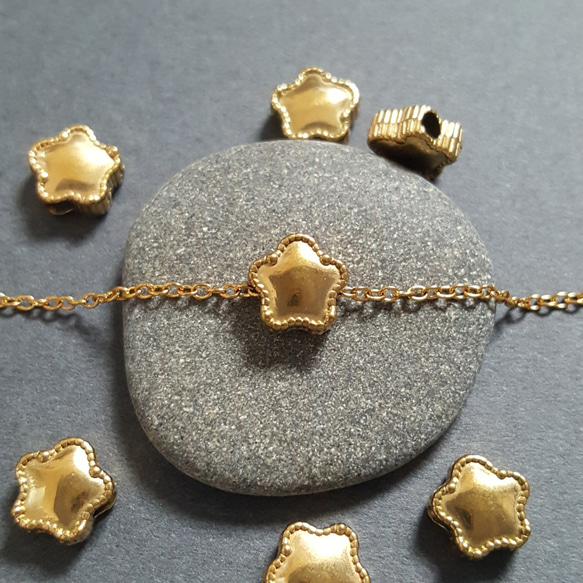 [1pcs] オール ステンレス ぷっくり スター 星 ビーズ チャーム サージカルステンレス 金属アレルギー対応 4枚目の画像