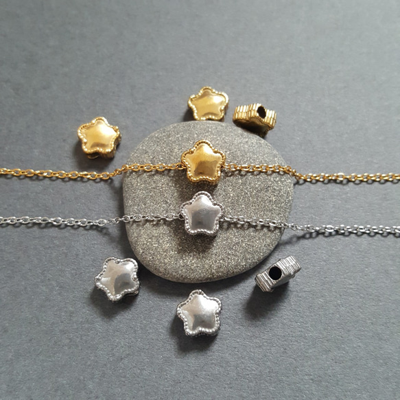 [1pcs] オール ステンレス ぷっくり スター 星 ビーズ チャーム サージカルステンレス 金属アレルギー対応 3枚目の画像