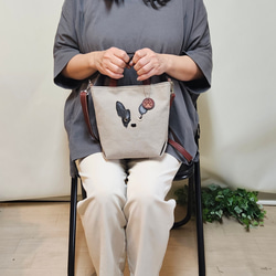 　ミニトート 鞄工房が作る　小さいながらも帆布と本革使いの本格派　フレンチブルドック 13枚目の画像