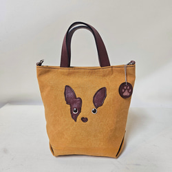 　ミニトート 鞄工房が作る　小さいながらも帆布と本革使いの本格派　フレンチブルドック 8枚目の画像