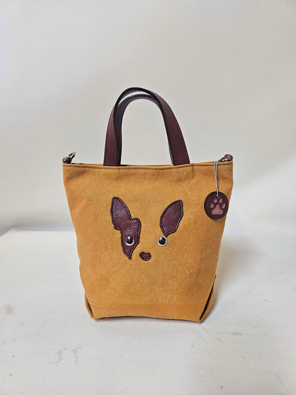 　ミニトート 鞄工房が作る　小さいながらも帆布と本革使いの本格派　フレンチブルドック 8枚目の画像