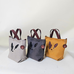 　ミニトート 鞄工房が作る　小さいながらも帆布と本革使いの本格派　フレンチブルドック 4枚目の画像