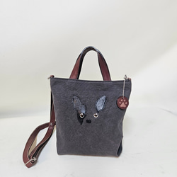 　ミニトート 鞄工房が作る　小さいながらも帆布と本革使いの本格派　フレンチブルドック 10枚目の画像