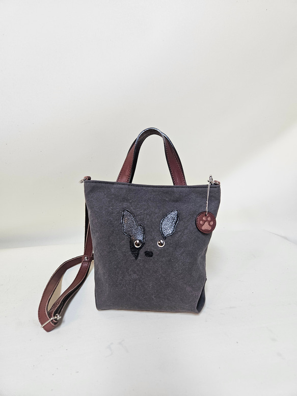 　ミニトート 鞄工房が作る　小さいながらも帆布と本革使いの本格派　フレンチブルドック 10枚目の画像