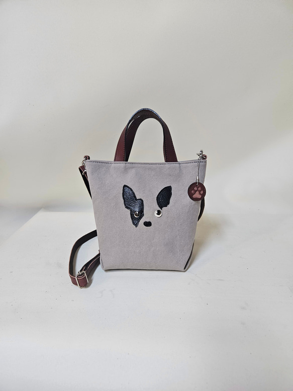 　ミニトート 鞄工房が作る　小さいながらも帆布と本革使いの本格派　フレンチブルドック 9枚目の画像