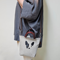 　ミニトート 鞄工房が作る　小さいながらも帆布と本革使いの本格派　フレンチブルドック 12枚目の画像