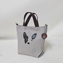 　ミニトート 鞄工房が作る　小さいながらも帆布と本革使いの本格派　フレンチブルドック 7枚目の画像