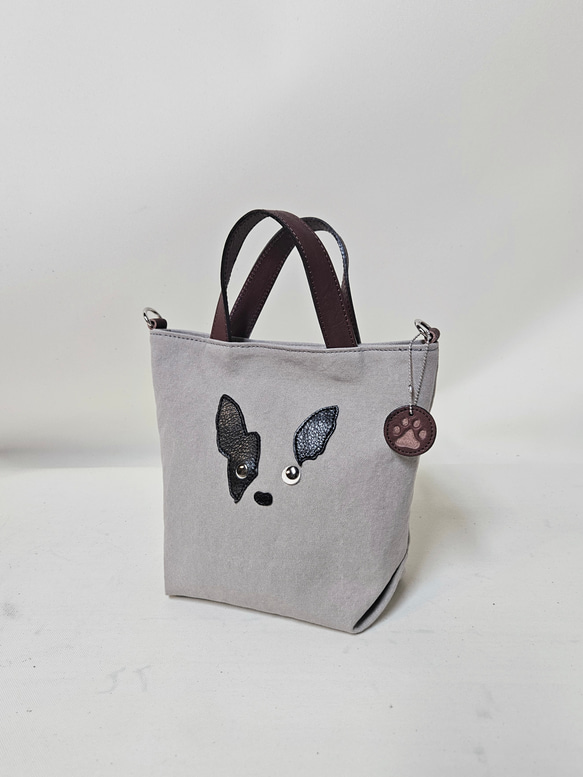 　ミニトート 鞄工房が作る　小さいながらも帆布と本革使いの本格派　フレンチブルドック 7枚目の画像