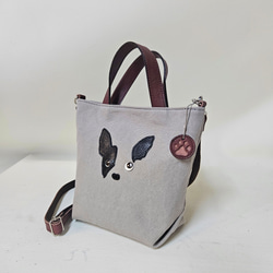 　ミニトート 鞄工房が作る　小さいながらも帆布と本革使いの本格派　フレンチブルドック 1枚目の画像