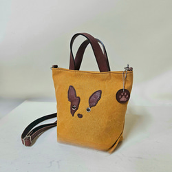 　ミニトート 鞄工房が作る　小さいながらも帆布と本革使いの本格派　フレンチブルドック 2枚目の画像