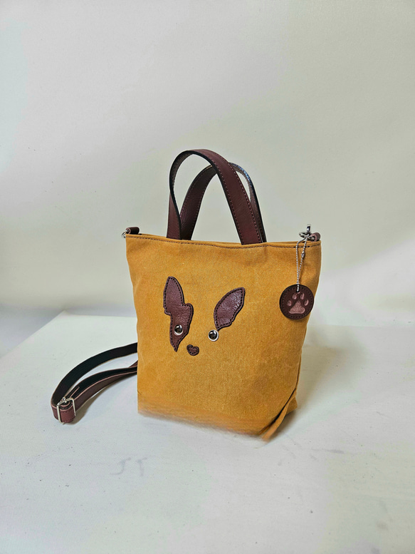 　ミニトート 鞄工房が作る　小さいながらも帆布と本革使いの本格派　フレンチブルドック 2枚目の画像