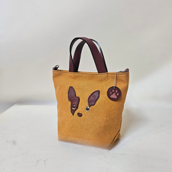 　ミニトート 鞄工房が作る　小さいながらも帆布と本革使いの本格派　フレンチブルドック 5枚目の画像