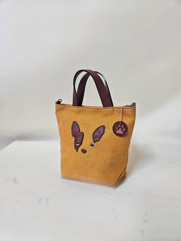 　ミニトート 鞄工房が作る　小さいながらも帆布と本革使いの本格派　フレンチブルドック 5枚目の画像