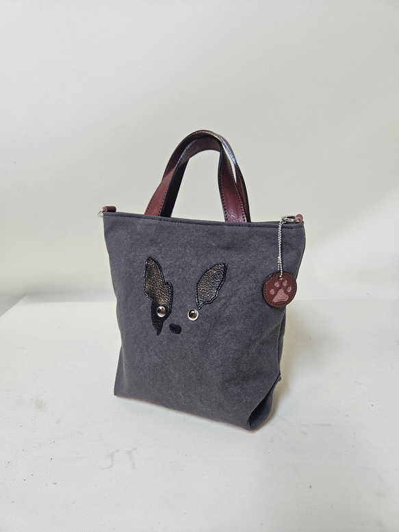 　ミニトート 鞄工房が作る　小さいながらも帆布と本革使いの本格派　フレンチブルドック 6枚目の画像