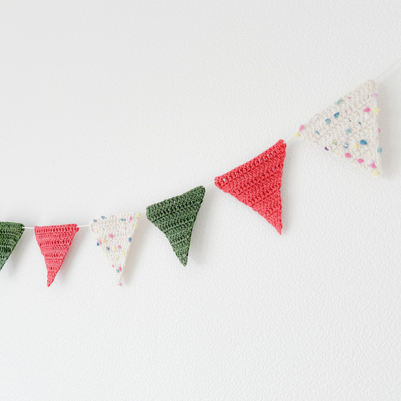 クリスマス かぎ針編みのフラッグガーランド 飾り インテリア 2枚目の画像