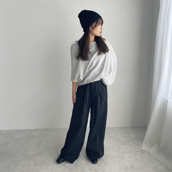 【天然素材・綿麻】アートシルエットニット　pale gray(ペールグレー) 9枚目の画像