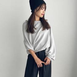 【天然素材・綿麻】アートシルエットニット　pale gray(ペールグレー) 8枚目の画像