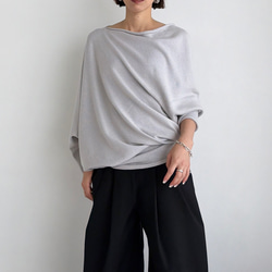 【天然素材・綿麻】アートシルエットニット　pale gray(ペールグレー) 3枚目の画像