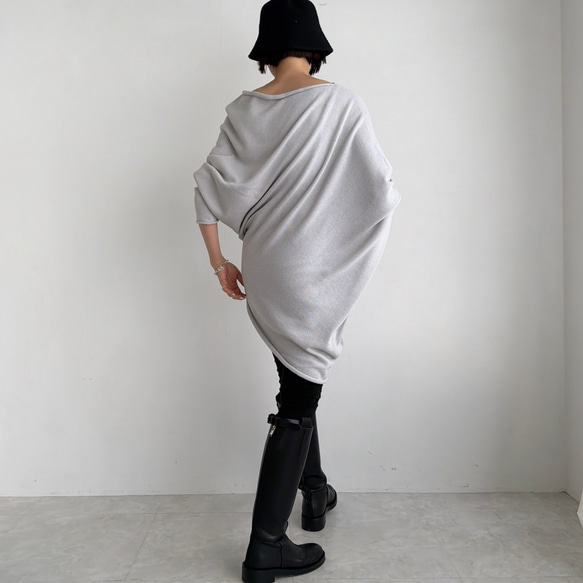 【天然素材・綿麻】アートシルエットニット　pale gray(ペールグレー) 7枚目の画像