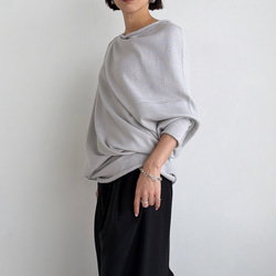 【天然素材・綿麻】アートシルエットニット　pale gray(ペールグレー) 4枚目の画像