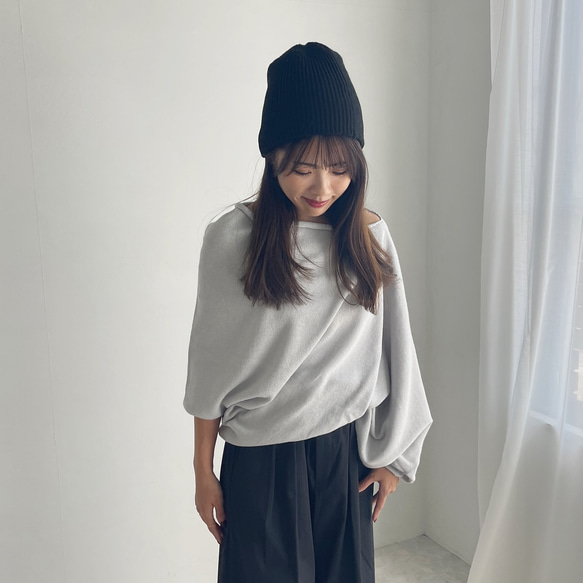 【天然素材・綿麻】アートシルエットニット　pale gray(ペールグレー) 10枚目の画像