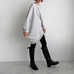 【天然素材・綿麻】アートシルエットニット　pale gray(ペールグレー) 1枚目の画像