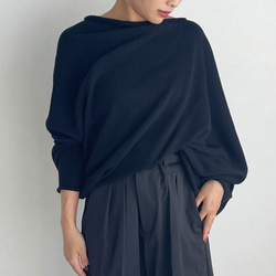 【天然素材・綿麻】アートシルエットニット　black(ブラック) 8枚目の画像