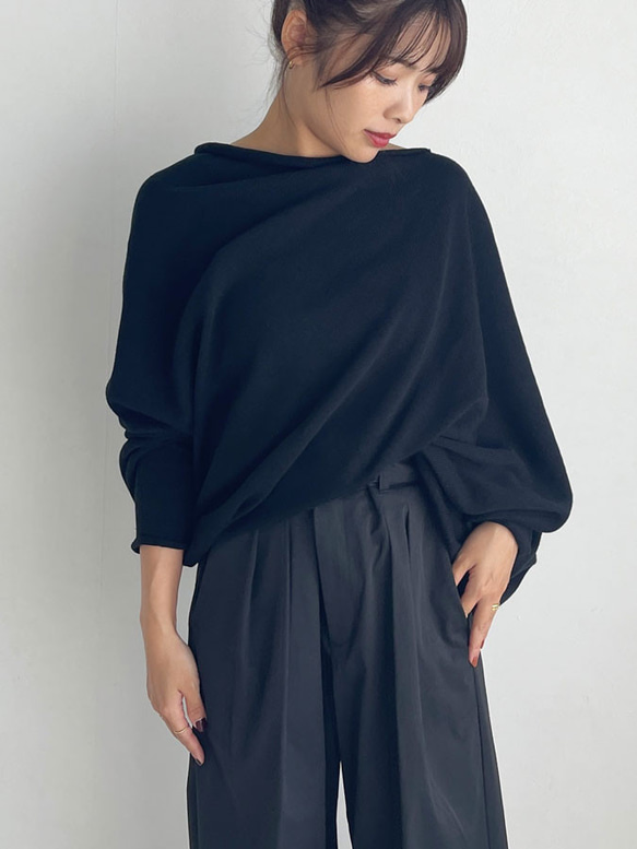 【天然素材・綿麻】アートシルエットニット　black(ブラック) 8枚目の画像