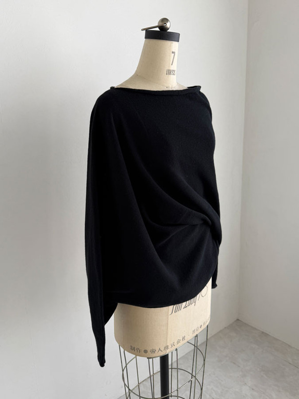 【天然素材・綿麻】アートシルエットニット　black(ブラック) 12枚目の画像