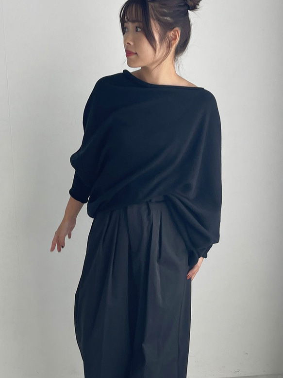 【天然素材・綿麻】アートシルエットニット　black(ブラック) 10枚目の画像