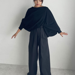 【天然素材・綿麻】アートシルエットニット　black(ブラック) 7枚目の画像