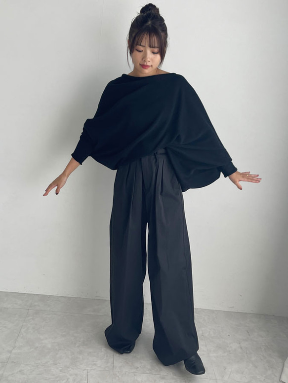 【天然素材・綿麻】アートシルエットニット　black(ブラック) 7枚目の画像