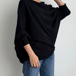 【天然素材・綿麻】アートシルエットニット　black(ブラック) 2枚目の画像