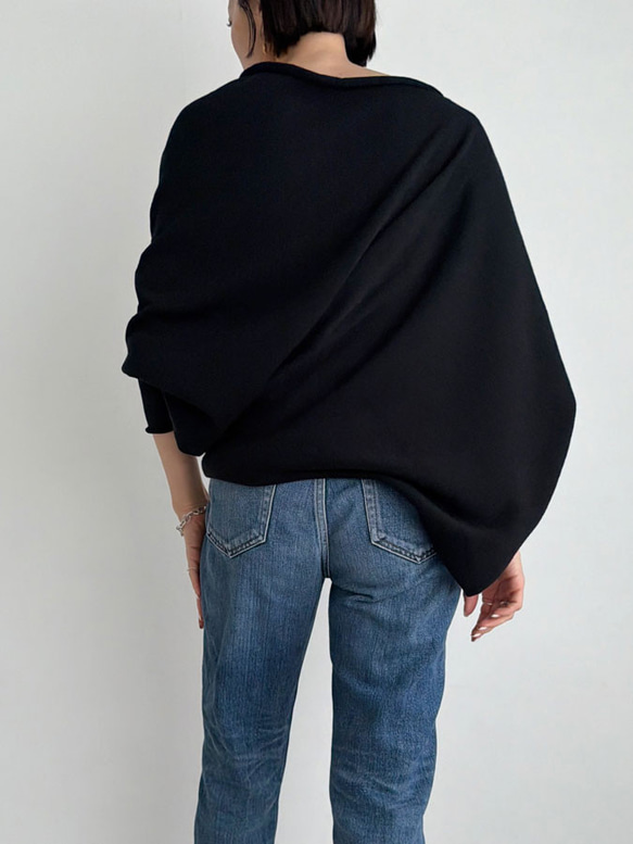 【天然素材・綿麻】アートシルエットニット　black(ブラック) 6枚目の画像