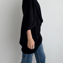 【天然素材・綿麻】アートシルエットニット　black(ブラック) 4枚目の画像