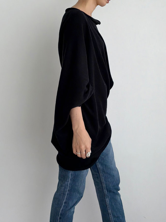 【天然素材・綿麻】アートシルエットニット　black(ブラック) 4枚目の画像