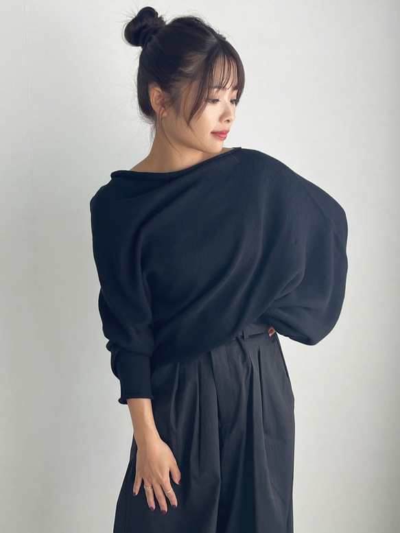 【天然素材・綿麻】アートシルエットニット　black(ブラック) 9枚目の画像