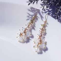 白色飛燕草耳環搭配皇家藍色月光石 - Delfina 第5張的照片