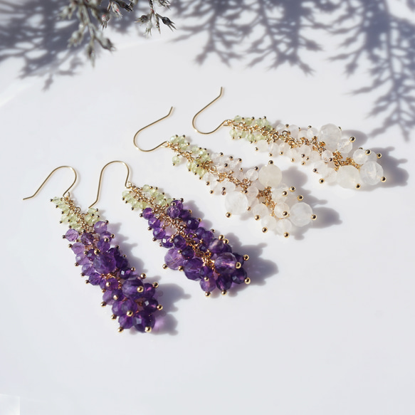 白色飛燕草耳環搭配皇家藍色月光石 - Delfina 第7張的照片