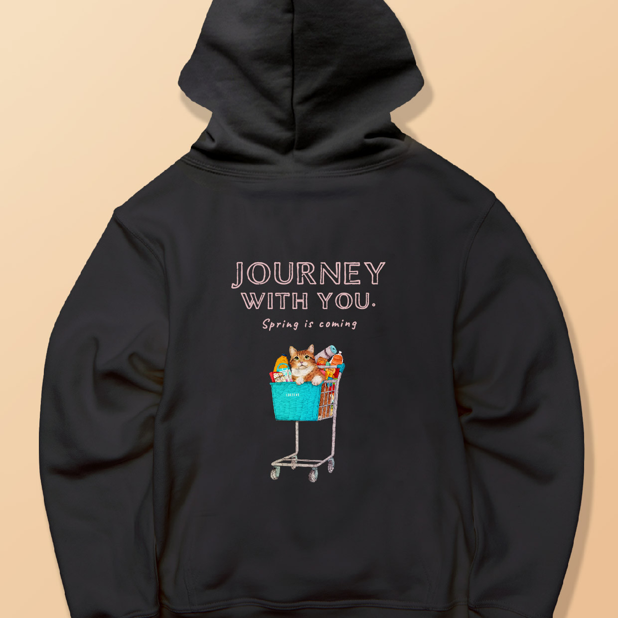 「Journey with you_Spring is coming」しっかりコットン生地/フルジップパーカー/送料無料