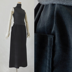 秋冬別珍のワイドパンツ・オリーブ/ブラック 2枚目の画像