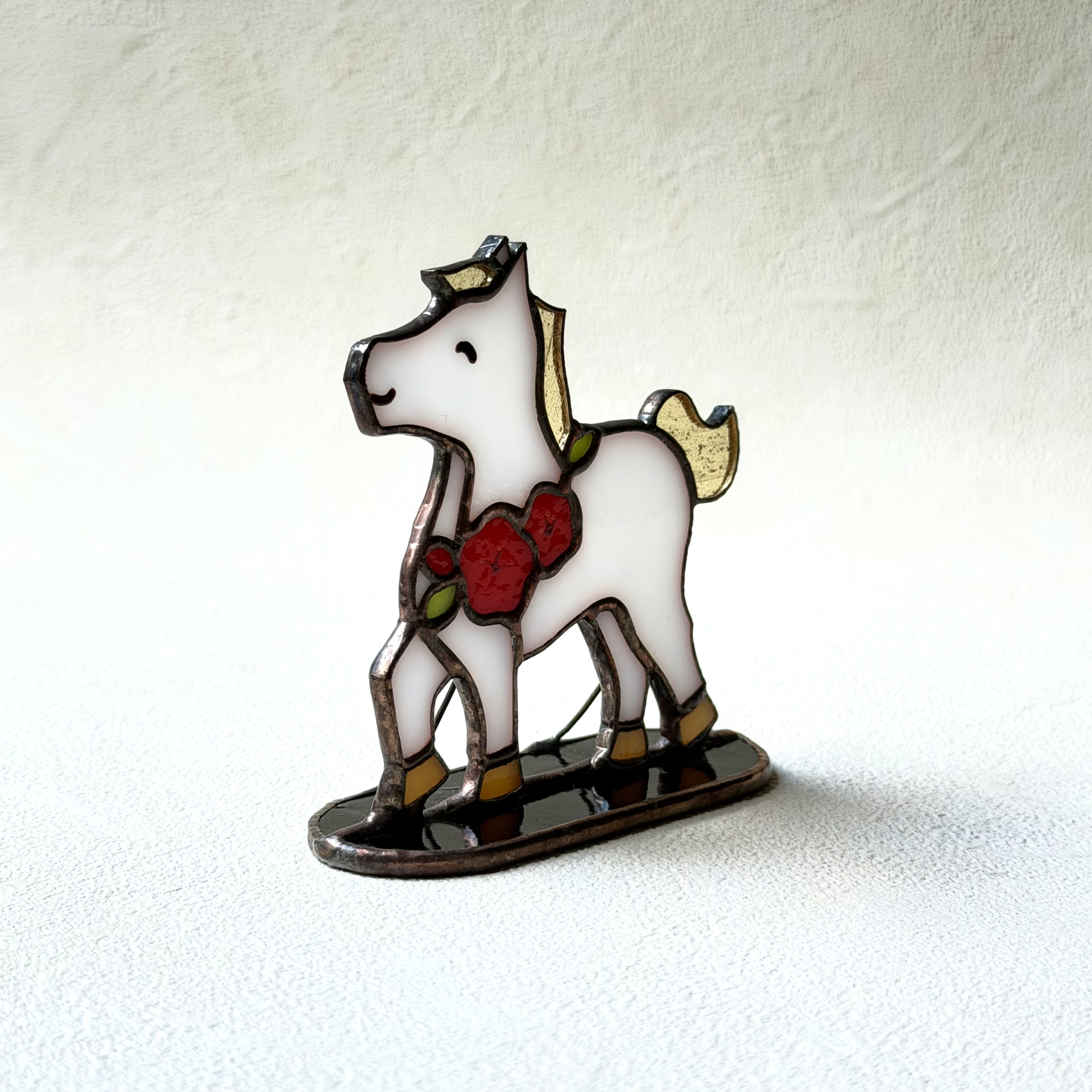 2026年の干支、ステンドグラス、干支の置物(小）、午　うま