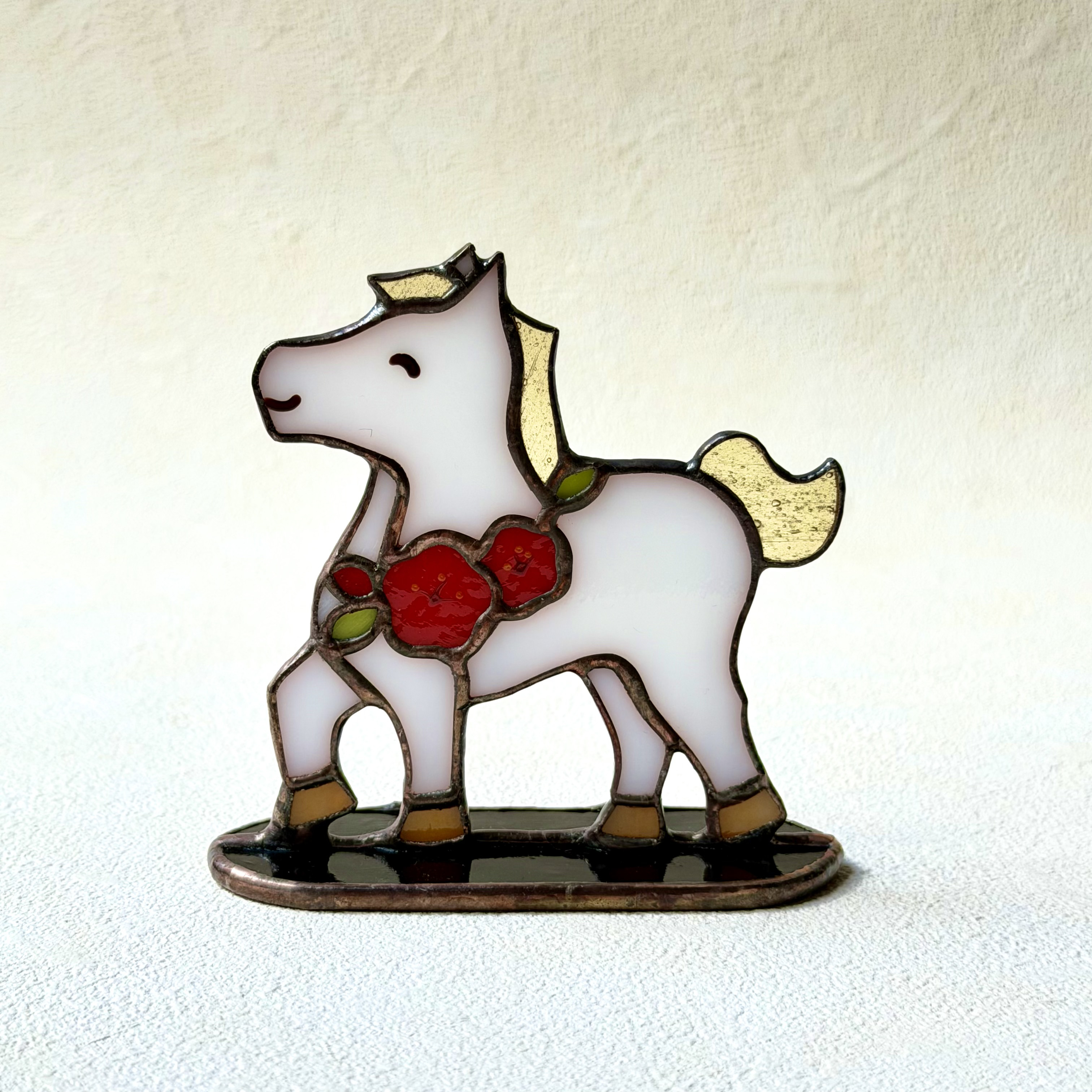 2026年の干支、ステンドグラス、干支の置物(小）、午　うま