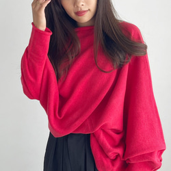 【天然素材・綿麻】アートシルエットニット　pink red(ピンクレッド) 5枚目の画像