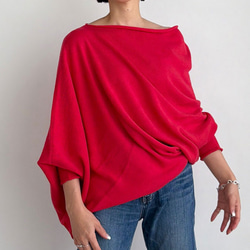 【天然素材・綿麻】アートシルエットニット　pink red(ピンクレッド) 2枚目の画像