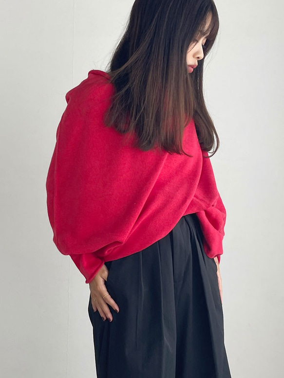 【天然素材・綿麻】アートシルエットニット　pink red(ピンクレッド) 6枚目の画像