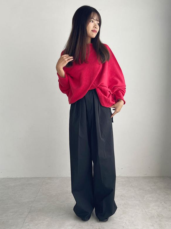 【天然素材・綿麻】アートシルエットニット　pink red(ピンクレッド) 7枚目の画像