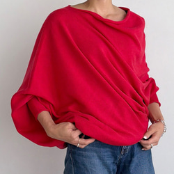 【天然素材・綿麻】アートシルエットニット　pink red(ピンクレッド) 4枚目の画像